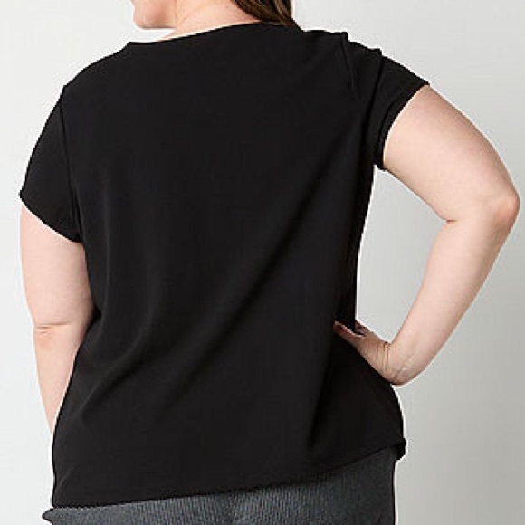 Liz Claiborne Plus Texture Tee Womens Round Neck Short Sleeve Blouse - Picture 5 of 5